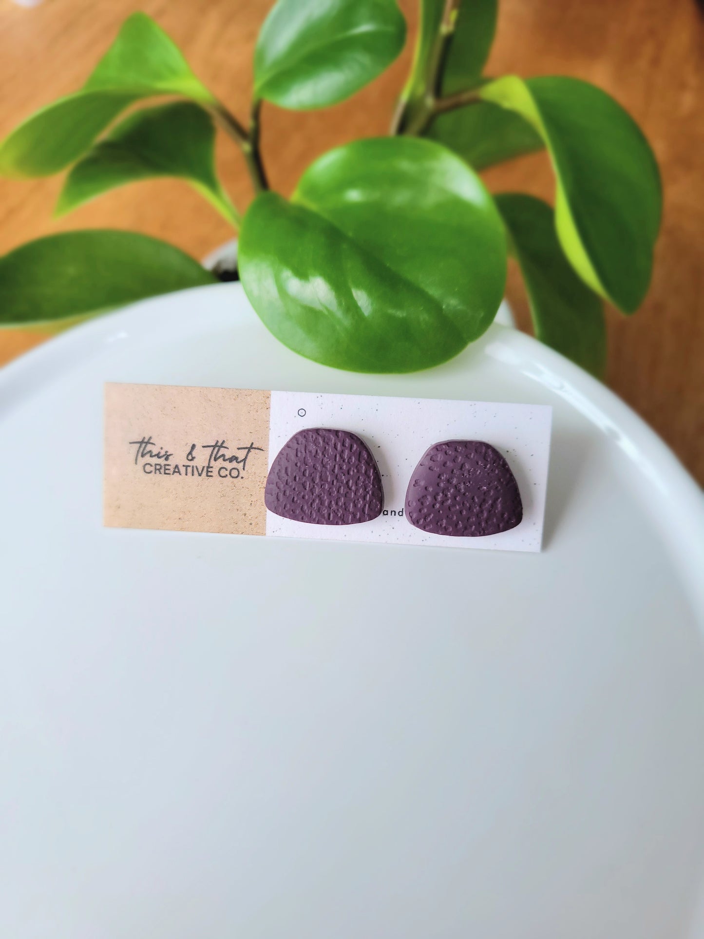 Plum Trapezoid Studs