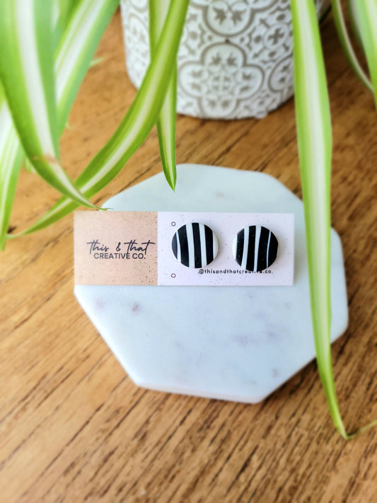 Black & white striped studs